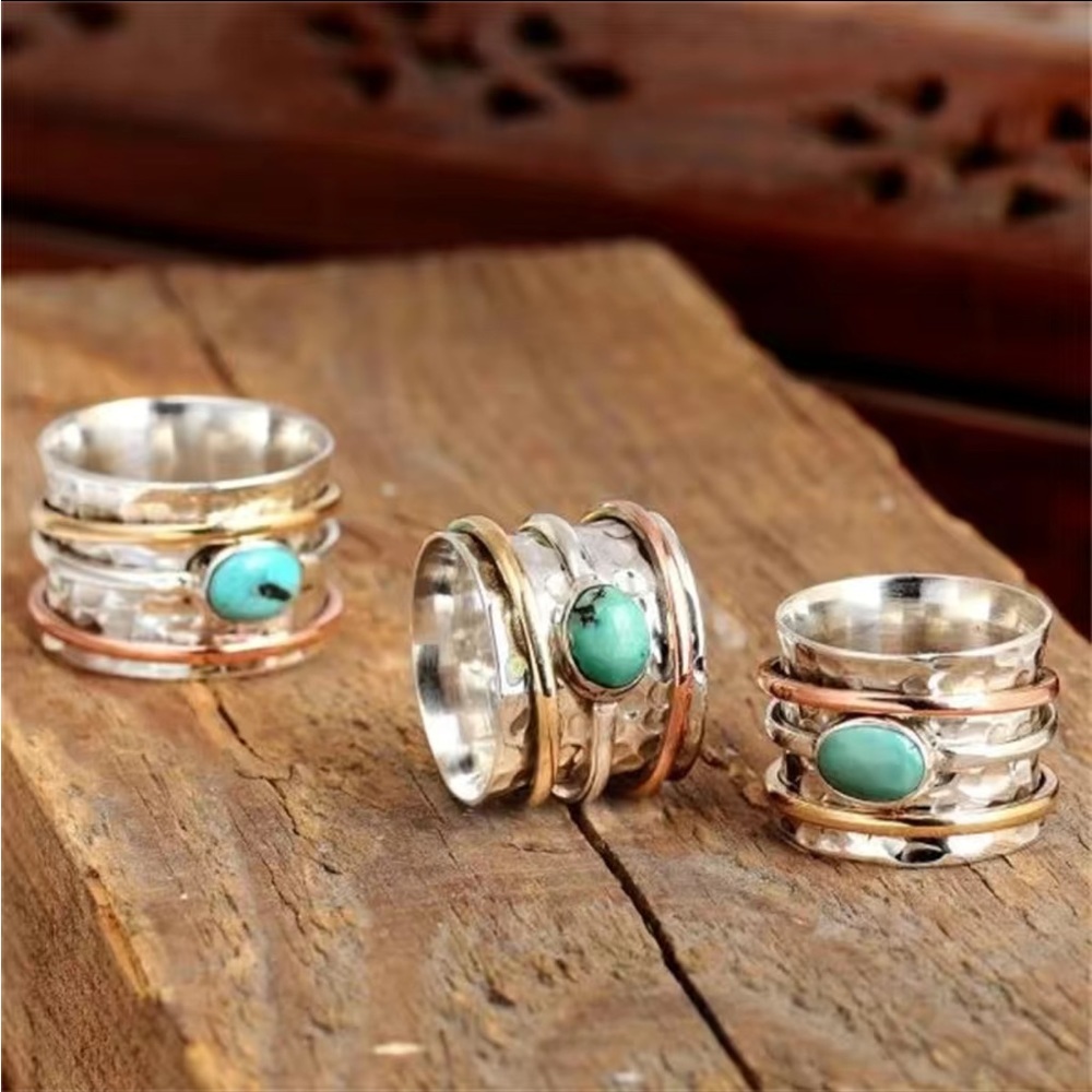 NEW Boho Ring With Inlaid Turquoise - Picture 3 of 3